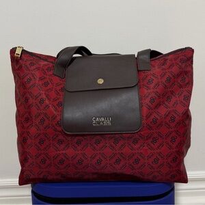 Cavalli Class Red and Brown Tote Bag